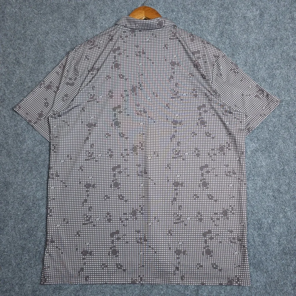 Adidas Ultimate365 Golf Polo Shirt Mens XL Grey Grid Splatter Print Performance